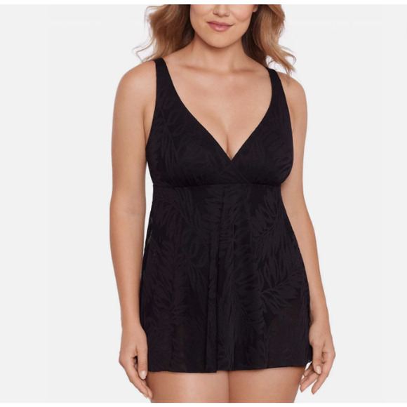 Swim Solutions Tummy-Control Swim Dress Size 10 black 15118 - Picture 1 of 2